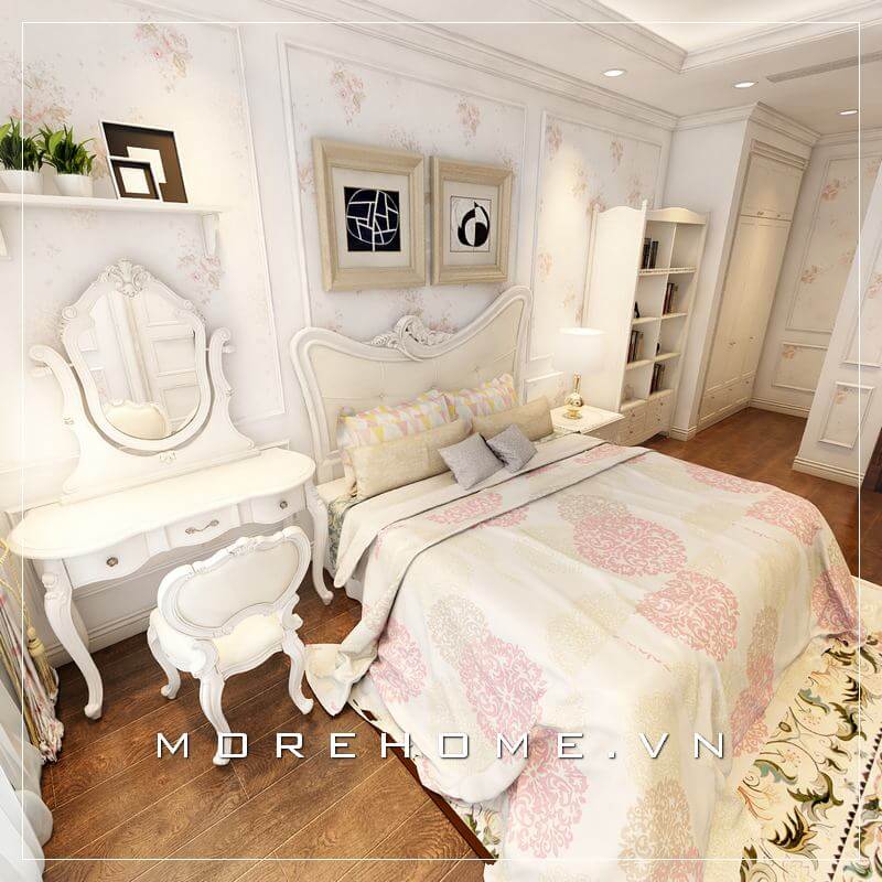 Trang trí phòng ngủ con gái tại biệt thự cao cấp phong cách tân cổ điển 